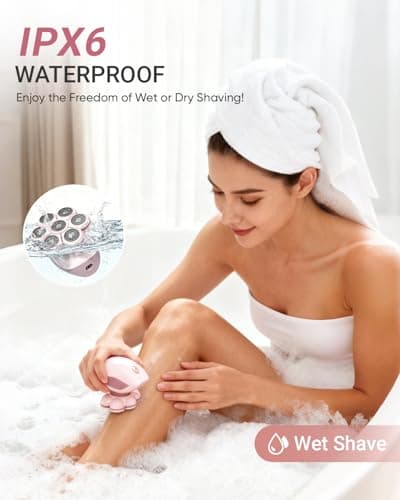 Bartrimber Electric Razors for Women Legs: 7D Fast & Painless Full-Body Shaver for Silk Skin – Waterproof Lady Face Pubic Hair Remover w/Light&Travel Cover – Wet/Dry Use, Gifts for Women Girl, Pink view 5