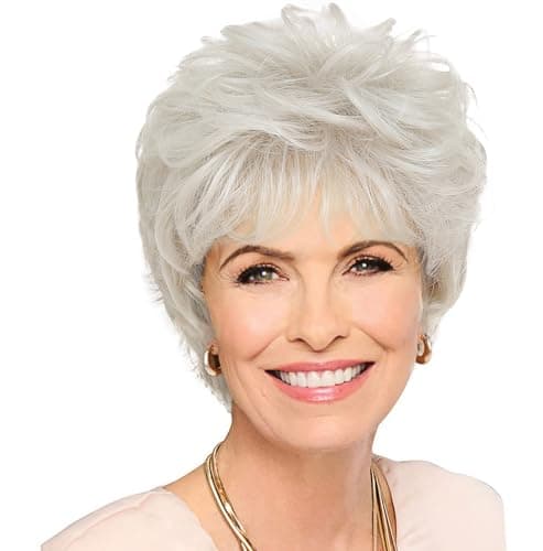 UDU Wigs for Women, Short Pixie Cut Wigs for White Women, Short Hair Wig for Older Women, Short Wigs with Bangs for Daily Wear Natural Looking Layered Wig for Elderly Women — image 1