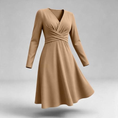 Long Sleeve Wrap Dress Women Twist Waist Dress V Neck Dresses view 4