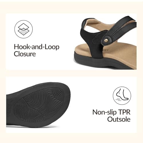 Rihero Orthopedic Sandals for Women Arch Support Comfortable Flat Sandals with Adjustable Strap for Summer Beach Walking view 5
