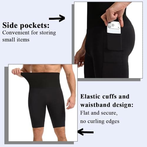 SEXYWG Men's Sauna Shorts Sweat Sauna Short Pats Slimming Sweat Pants Waist Trainer Shorts Heat Trapping for Gym Exercises view 6