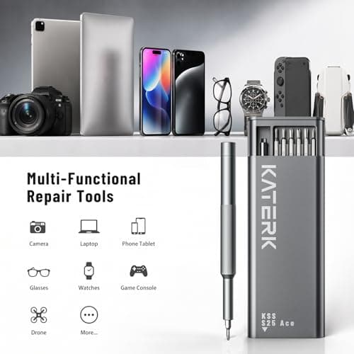 KATERK 25-in-1 Small Screwdriver Set - Precision Mini Eyeglass Repair Tool Kit with Magnetic for Glasses, Laptop, iPhone, Macbook, Computer, Watch, Xbox, Switch, Electronic, Father Day Gifts for Men view 4