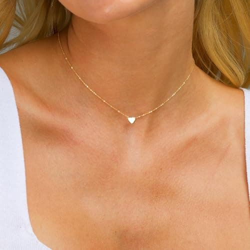 BAYLAY Mothers Day Gifts for Mom Grandma Wife, Heart Necklace for Women Girls 18K Gold/White Plated Heart Pendant Charm Necklace Dainty Gold Necklace for Women Gold Jewelry view 3