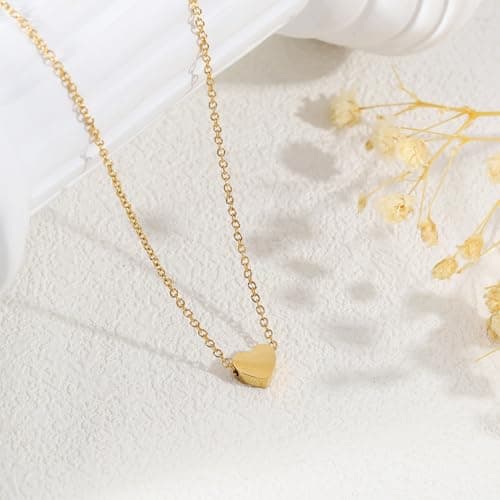 BAYLAY Mothers Day Gifts for Mom Grandma Wife, Heart Necklace for Women Girls 18K Gold/White Plated Heart Pendant Charm Necklace Dainty Gold Necklace for Women Gold Jewelry view 6