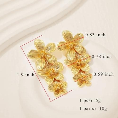 XIUQILAI 14K Gold Plated Heart Earrings for Women, Heart/Flower/Bow/Pearl Earrings Drop Stud Huggie Hoop Earring Hypoallergenic Earrings Christmas Earrings Festival Party Jewelry Gifts for Women view 4