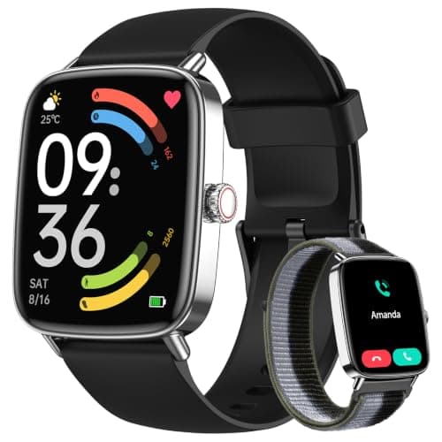 Smart Watch for Women Men, 2 Bands Health&Fitness Watch for iPhone/Android, Make Call and Message Notice, 24/7 Heart Rate/Sleep/SpO2 Tracker, 1.85" HD Smartwatch with 110 Sport Modes, IP68 Waterproof — image 1