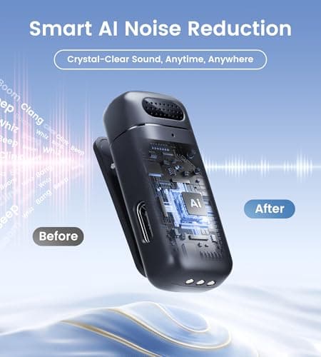 Sunnymark Mini Wireless Lavalier Microphone for iPhone/Android/Laptop, Plug & Play mini Mic with USB C Receiver and Lightning Adapter, Noise Reduction Clip on Wireless Microphone for TikTok, YouTube view 5