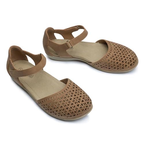 Rihero Summer Casual Closed Toe Sandals Women Comfortable Footbed Arch Support Flat Sandals with Adjustable Strap view 5