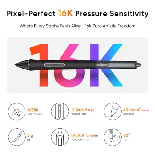 XPPen 13.3" Drawing Tablet with Screen-Artist13.3 Pro V2 16384 Pressure Pen, 8 Shortcut Keys & Red Dial for Digital Art, Graphic Designer, Animation | Mac, PC, Android Compatible | Beginner to Pro view 3