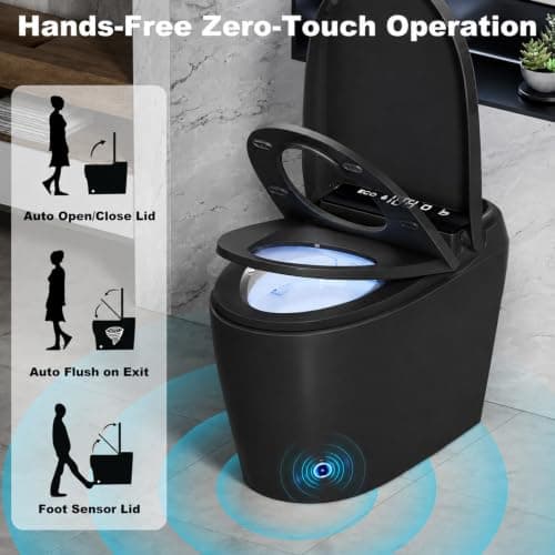 Smart Toilet with Bidet Built In, One Piece Toilets Heated Seat Warm Water | 12Rough Tankless Modern Toilets, Instant Warm Water & Air Dryer smart bidet toilets, Night Light, No Power Flush Water Saving view 4