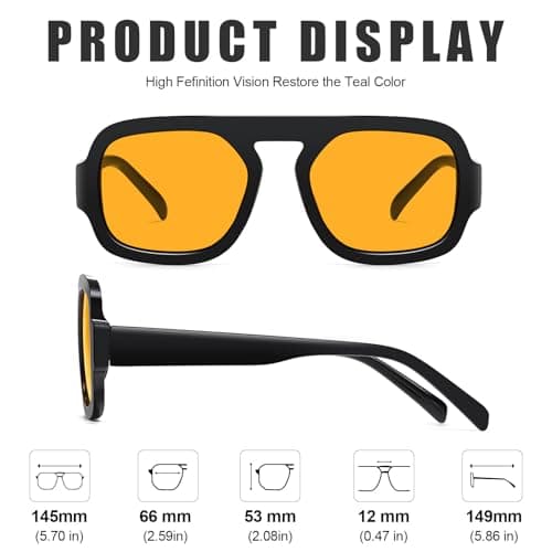 YMRFW Retro Square Aviator Sunglasses for Women Men 70s Vintage style Shades Trendy Flat Top UV Protection Sun Glasses view 6