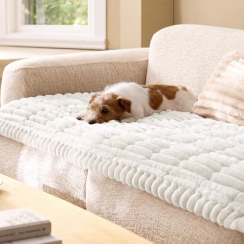 Bedsure Comfyfleece® Sofa Cover, Couch Covers for Dogs, 27.6 x 59 White — image 1