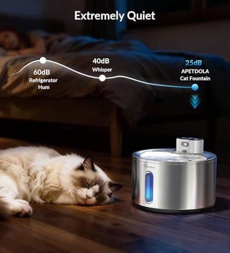 Cat Water Fountain Stainless Steel,135fl-oz/4L Wireless Cat Fountain Battery Operated Pet Fountain with 5 Filters for Dogs Cats Indoor view 6
