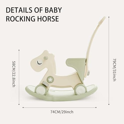 Deer COCO 4-in-1 Rocking Horse Toy for Toddlers 1-3 | Plastic Push Walker with Balance Board & Wheels, Ride-On Rocker Gift for 1 Year Old Boys Girls(Green) view 2