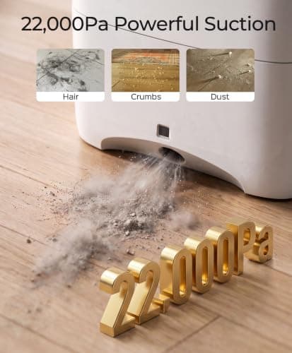 Purivanta Touchless Vacuum Automatic Dustpan, 22kPa Suction, Baggless | Auto/Manual Mode, Hands-free Cleaning, Ideal for Pet Hair, Kitchen, and Salon, White view 5