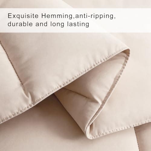 COHOME Premium Full Size Comforter, All-Season Quilted Down Alternative Duvet Insert, Luxury Hotel GentleSoft Comforter with Anti-Clump Tech & 8 Tabs - Reversible - Beige 82x86 inches view 5