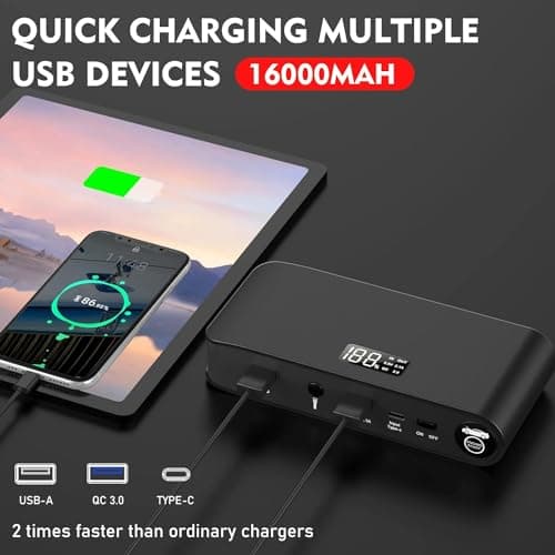 BOOKOO Car Battery Jump Starter 4000A,16000mAh Portable Battery Jumper Cables for Car 8L Gas 7L Diesel Engines,Jump Box with USB QC 3.0 PD 18W Fast Charging,3 LED Modes with SOS for Emergency Use view 3