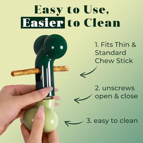 Apasiri Bully Stick Holder for Medium/Large Dogs - Anti-Choking, Prevents Swallowed Ends - Nylon Dog Chew Toy - Dishwasher Safe, Green view 4