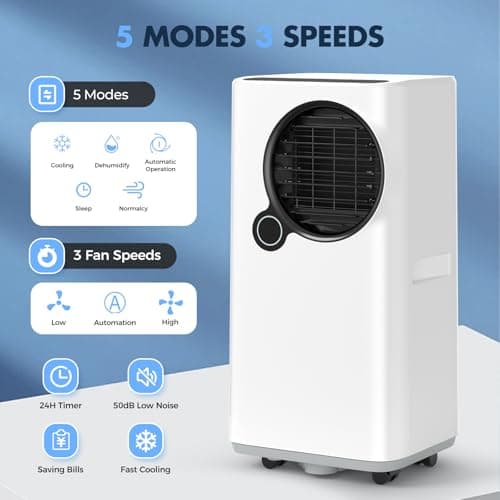 KINDOJIA 16000 BTU Portable Air Conditioner 6-in-1 with Cooling Dehumidifier Fan, Ultra Quiet, 24H Timer, Auto Shut Off, Child Lock, Oscillation, Remote Control for Home Bedroom Office view 4