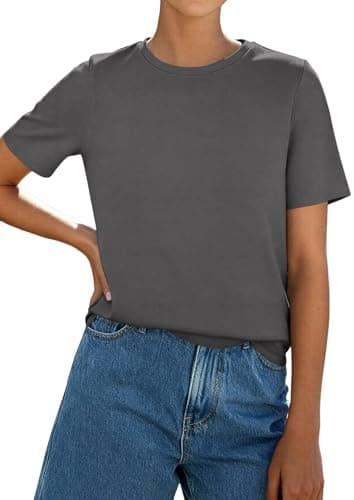 PRETTYGARDEN Womens Short Sleeve Tops Summer 2026 Casual Crewneck Cotton Basic Tee Shirts Fashion Clothing Spring Outfits view 4