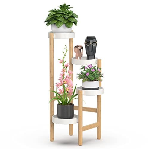 Wisuce Bamboo Plant Stands Indoor, 4 Tier Tall Corner Plant Stand Holder & Plant Display Rack for Outdoor Garden Indoor Home (4 Tier -2) view 1