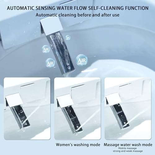 EIYHOME Smart Toilet,One Piece Toilet with Auto Open Close, Auto Flush, Foot Sensor Operation, Heated Seat，Warm Water & Dryer，Night Light，LED Display,White Remote Control view 7