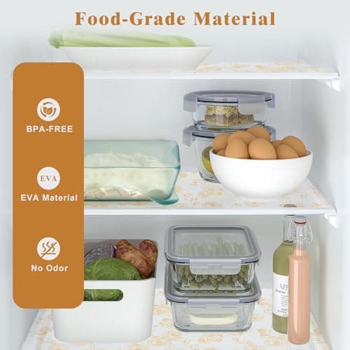 Shelf Cabinet Liner for Kitchen- Non Adhesive Drawer Liner Refrigerator Liner, Premium Waterproof Shelf Paper Protect Surface, Non Slip Easy to Clean Durable EVA Material, Roses, 11.8 in x 20FT view 3