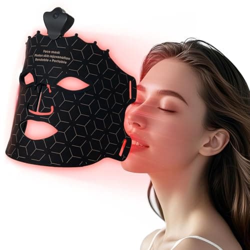 SUERBEATY Red Light Mask, 7 Colors Red Light Mask for Face, Cordless, Soft Flexible, Portable & Lightweight for Home & Travel, Rechargeable Facial Masks for Women & Men (Black) view 1