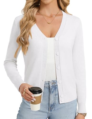 GRACE KARIN Womens Lightweight Cardigan Sweaters Trendy Button Up V-Neck Knit Cardigans Shrug Spring Fashion Clothes view 1