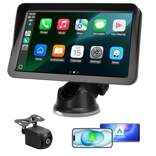 9" Wireless CarPlay Screen for Car, Apple CarPlay & Android Auto Receiver with 1080P Backup Camera, HD Touchscreen, Bluetooth, GPS, Voice Control，Universal Fit for All Cars