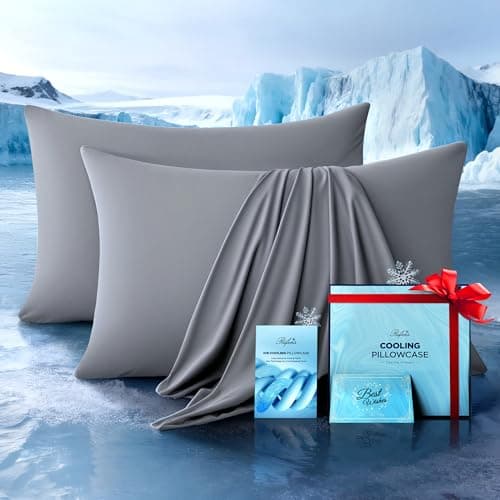 Ultra-Chill Cooling Pillowcase Set of 2 for Hot Sleepers, Softer Than Silk Pillow Cases for Protecting Hair & Skin, Breathable Bed Pillow Covers w/Zipper, Gifts for Women Men(Light Gray, King) — image 1