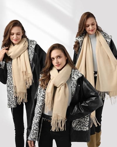 fauson Winter Scarf for Women - Soft Shawl Wraps Winter Scarves with Tassel view 3