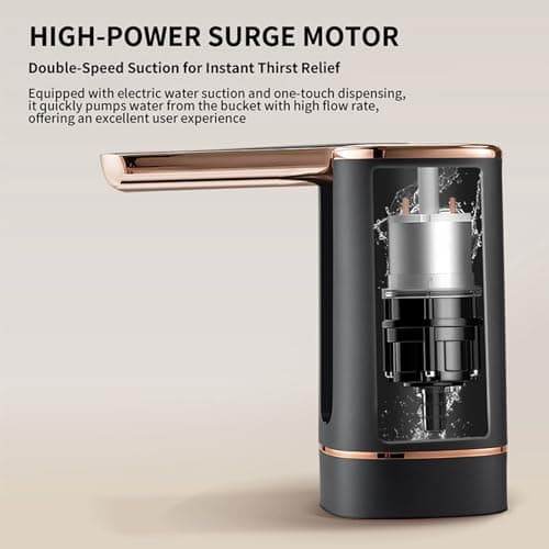 5 Gallon Water Dispenser for 5 Gallon Bottle, Electric Water Dispenser Pump - USB-C Rechargeable, 1200mAh Battery, Portable for Home, Office, Camping (Rose Gold) view 5