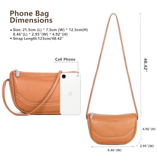 Genuine Leather Mini Crescent Bag for Women, Small Crossbody Hobo Purse for Evening Out & Shopping, Lightweight and Compact view 4