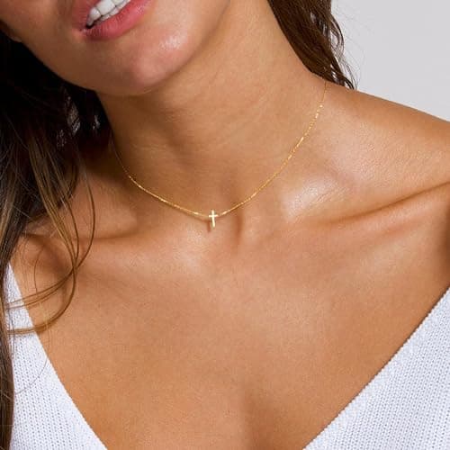JNZSSWHJJH Easter Basket Stuffers - Cross Necklace for Women 18K Gold Plated Cross Necklace Dainty Gold Necklace for Women Teens Girls Gold Jewelry Easter Religious Christian Gifts view 2