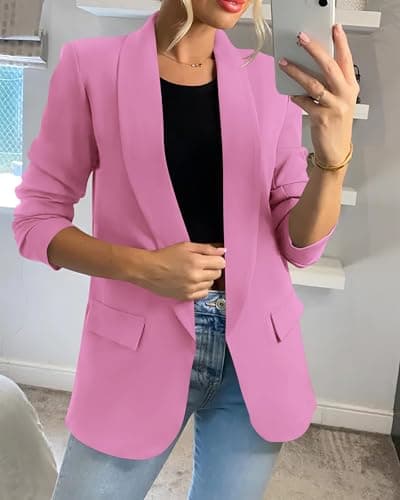 KIRUNDO Womens Blazer 2026 Spring Fall Bussiness Casual Long Sleeve Open Front Work Office Dressy Suit Jackets with Pockets view 4
