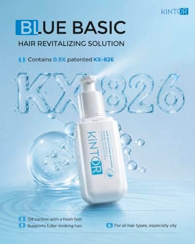KINTOR 0.5% KX-826 Hair Revitalizing Spray, Blue Basic, 60 mL (2 fl oz) | Daily Care for Men & Women,Fuller-Looking Hair,Lightweight Oil Control,1 Month Supply view 4