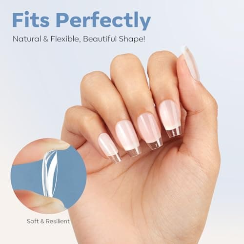 modelones Short Coffin Nail Tips, Pre-shaped Soft Gel Tips Fake Nails False Acrylic Clear Full Cover Press on Extension Kit Gel Manicure DIY at Home 216PCS 12Sizes view 5