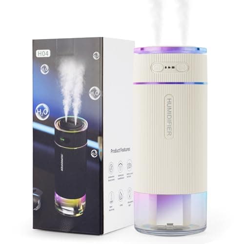 Portable Small Humidifiers for Travel, Mini Air Ultrasonic Humidifier with Filter Element - Cool Mist, Whisper Quiet, Nightlight, 350ML Tank, Car Modes, Perfect for Baby, Bedroom, Hotel, Desk, Plants — image 1