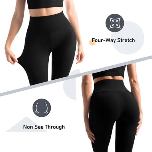 Leafigure 2 Pack Leggings with Pockets for Women, High Waisted Soft Leggings for Yoga Gym view 6