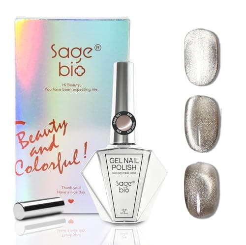 SAGEBIO 15ml Cat Eye Gel Nail Polish with Magnet Stick – Glitter Holographic Magnetic Gel, DIY Manicure Kit for Home Use, Long-Lasting Nail Art, Cat Eye-370 — image 1