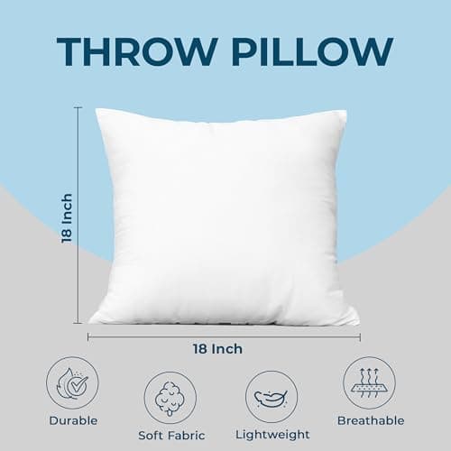 Utopia Bedding Throw Pillows (Set of 4, White) – 18 x 18 Inches Down Alternative Pillows for Bed, Sofa, and Couch - Fluffy Decorative Stuffer Pillow for Indoors & Outdoors view 3