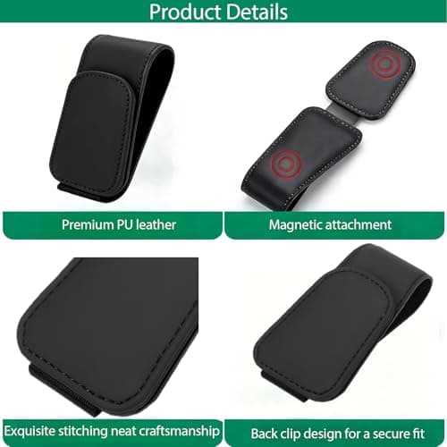 Sunglasses Holder for Car, Leather Eyeglass Clip, Magnetic Ticket Card Clip, Universal Car Sun Visor Storage Multi-Functional Interior Accessory for SUV Pickup Trucks view 2