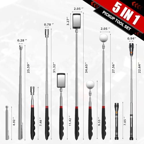 Gifts for Men, Telescoping Magnetic Pick Up Tool Set, Extendable Magnet Flashlight with Inspection Mirror, Flexible LED Flashlight, Mens Gifts, Birthday Gifts for Dad, Him, Men, Husband, Women view 2