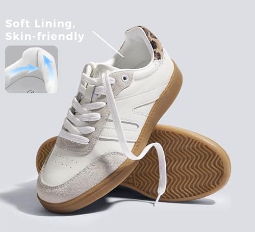 LUCKY STEP Women Classic Retro Gum Sole Fashion Sneakers Casual Tennis Skate Shoe Genuine Leather Walking Footwear Anti Slip Trainers view 4