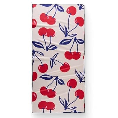 GEOMETRY Micro-Loop Beach Towel – Spring & Summer Collection – Quick-Dry, Sand-Resistant, Ultra-Absorbent Compact Towel for Beach & Travel (Cherry Slush)