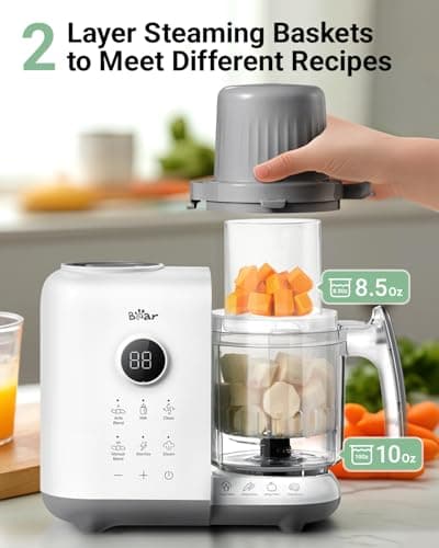 Bear Baby Food Maker Steamer&Blender with Dual-Layer Steam Baskets, 18.5oz view 4