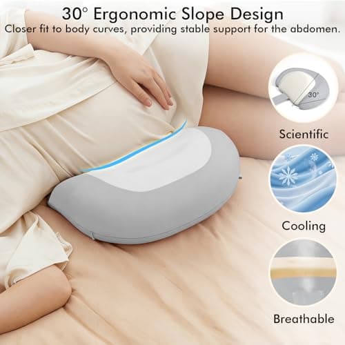 Pregnancy Pillows for Sleeping, Memory Foam Cooling Maternity Wedge Pillow | Adjustable Travel Pregnancy Pillow for Pregnant Women, Small Maternity Pillow with Washable Cover for Belly/Back Support|Grey view 5