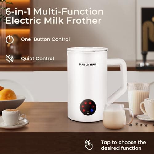 MAISON HUIS Milk Frother, 6-IN-1 Electric Milk Steamer, 20oz/591ml Hot & Cold Foam Maker for Latte & Cappuccino, 550W Fast Heating Stainless Steel Milk Steamer, Hot Chocolate Maker view 3