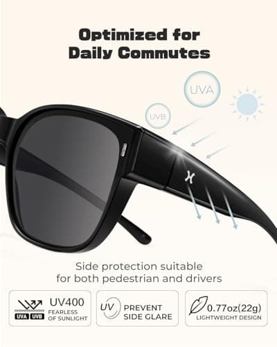 LOHO Polarized Sunglasses Over Glasses Women Men, 5.8 in Wide 2.28 in Height Oversized Sunglasses to Fit Over Glasses, UV400 view 4
